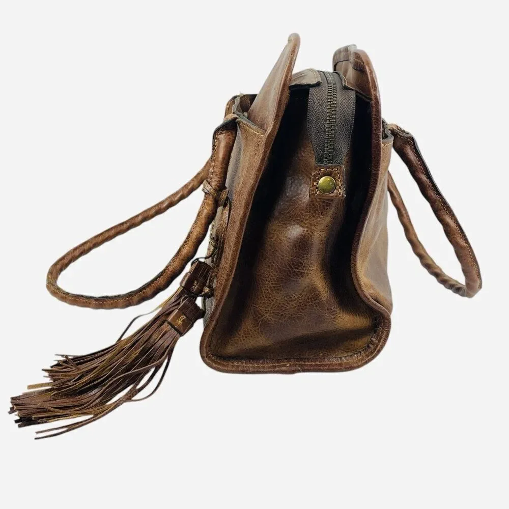 Patricia Nash Taurina Tooled Italian Leather Paris Satchel Purse Handbag Studded